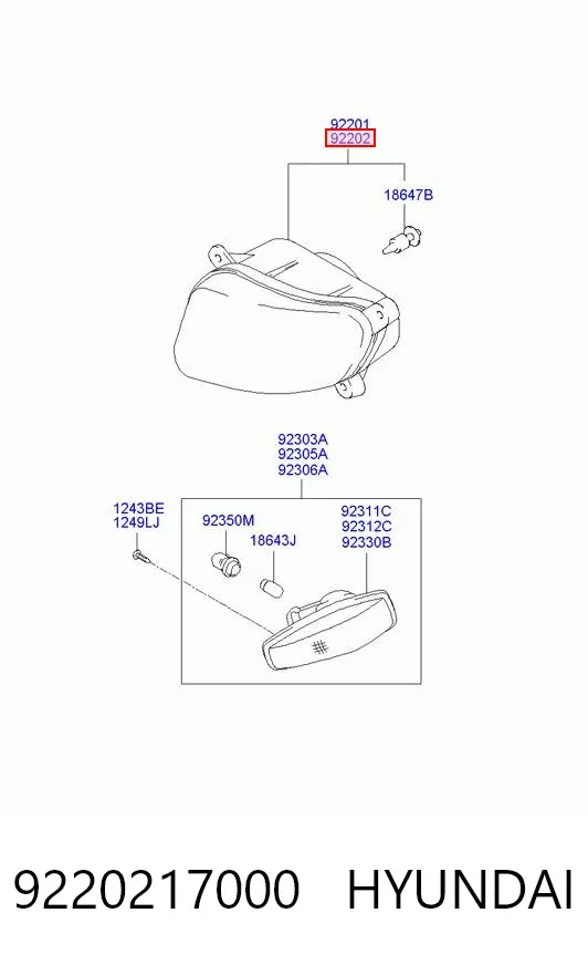 Фара противотуманная правая 9220217000 Hyundai/Kia