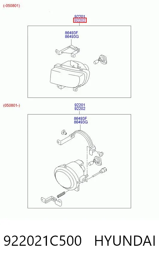 Фара противотуманная правая 922021C500 Hyundai/Kia