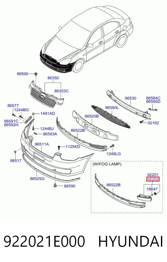 Фара противотуманная правая 922021E000 Hyundai/Kia