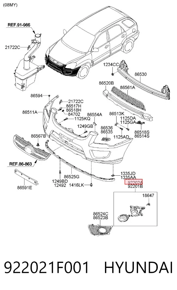 Фара противотуманная правая 922021F001 Hyundai/Kia