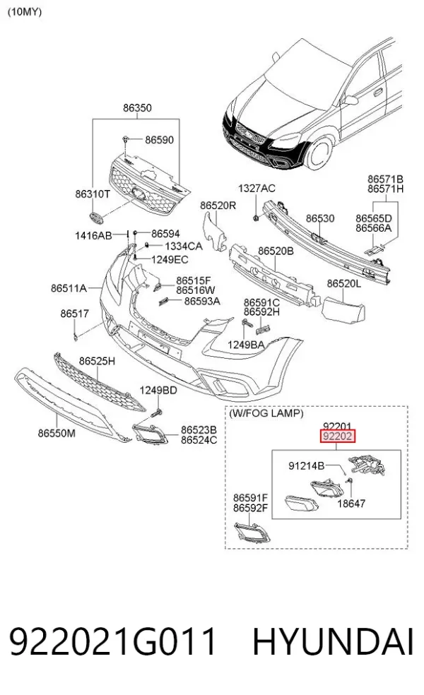 Фара противотуманная правая 922021G011 Hyundai/Kia