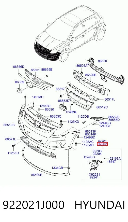 Фара противотуманная правая 922021J000 Hyundai/Kia
