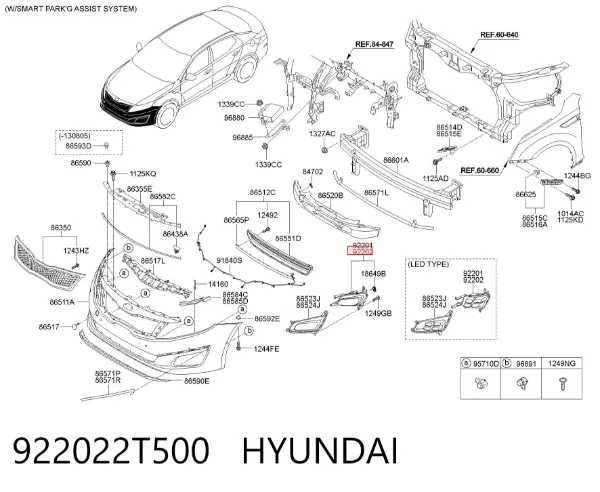 Фара противотуманная правая 922022T500 Hyundai/Kia