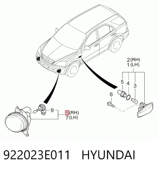 Фара противотуманная правая 922023E011 Hyundai/Kia