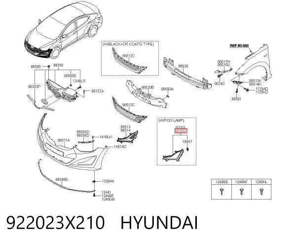 Фара противотуманная правая 922023X210 Hyundai/Kia