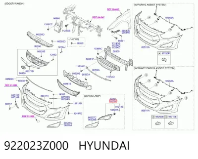 Фара противотуманная правая HYUNDAI 922023Z000