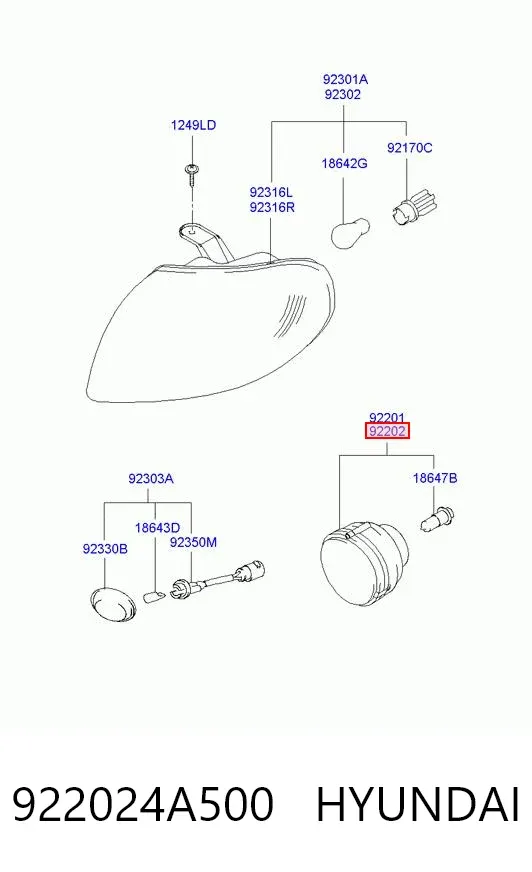 Фара противотуманная правая 922024A500 Hyundai/Kia