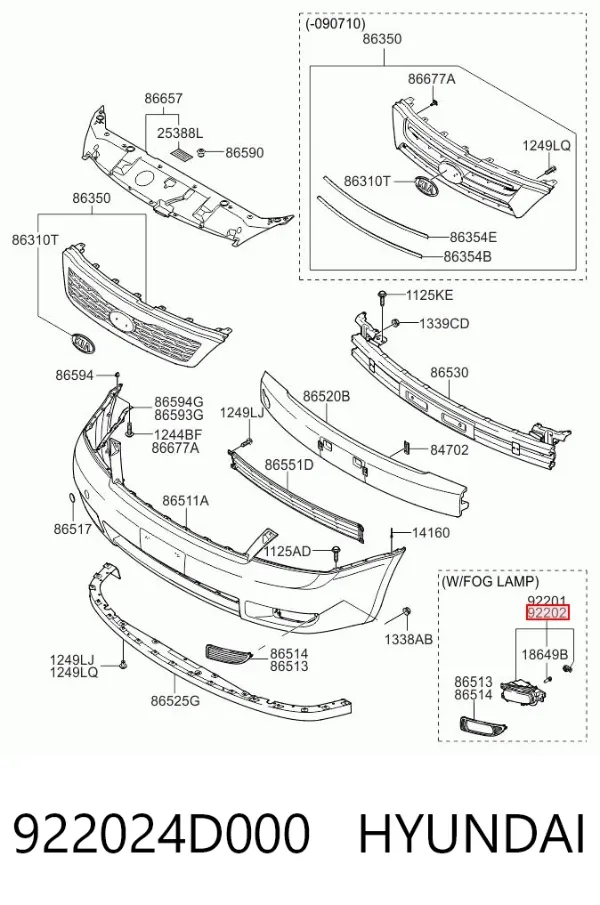 Фара противотуманная правая 922024D000 Hyundai/Kia