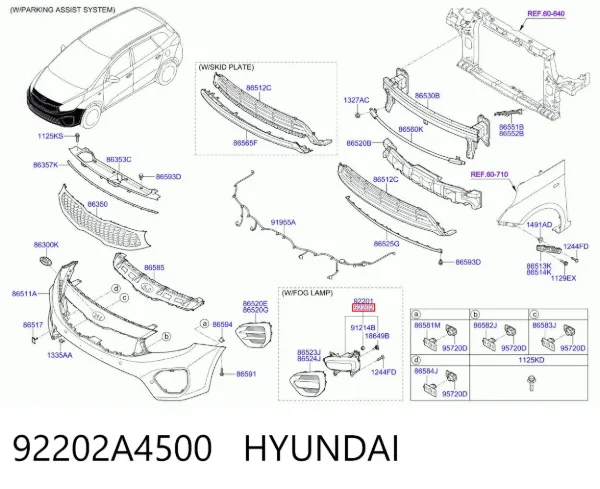 Фара противотуманная правая 92202A4500 Hyundai/Kia