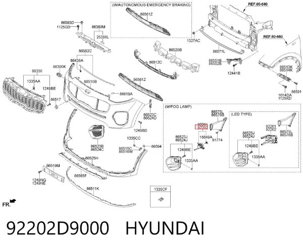 Фара противотуманная правая 92202D9000 Hyundai/Kia