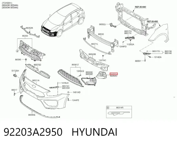 Фара противотуманная левая 92203A2950 Hyundai/Kia