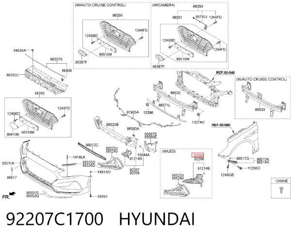 Фара противотуманная левая 92207C1700 Hyundai/Kia