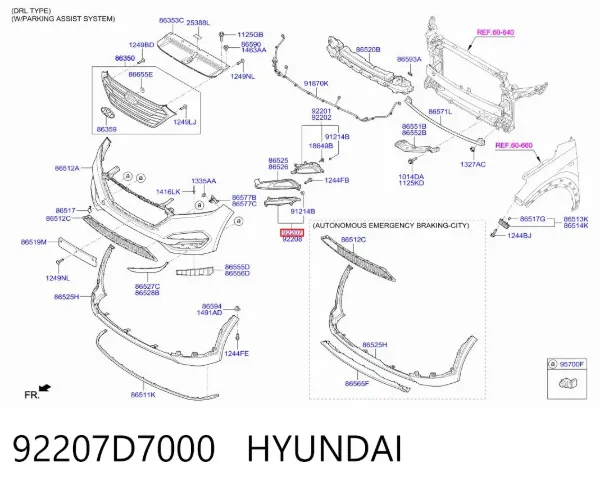 Фара дневного света левая 92207D7000 Hyundai/Kia