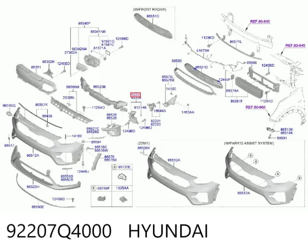 Фара противотуманная правая 92207Q4000 Hyundai/Kia