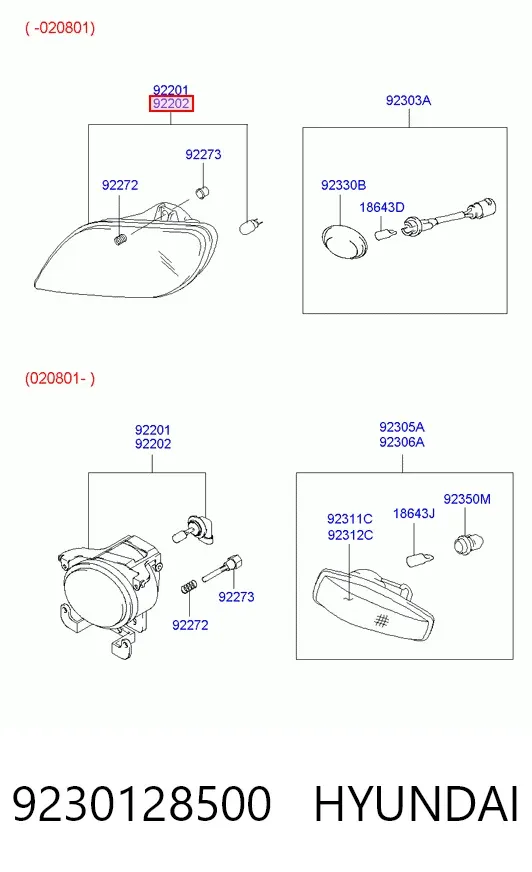 Фара противотуманная правая 9230128500 Hyundai/Kia