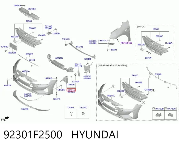 Фара противотуманная левая 92301F2500 Hyundai/Kia