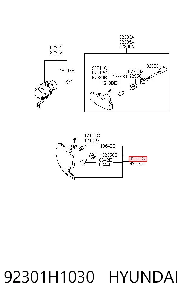 Поворотник левый 92301H1030 Hyundai/Kia