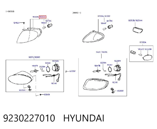 Поворотник правый 9230227010 Hyundai/Kia