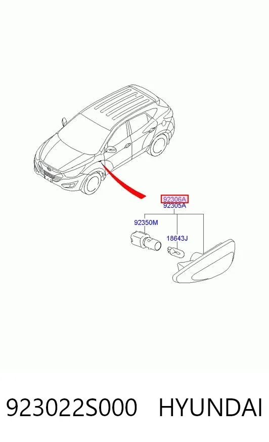 Повторитель поворота на крыле правый 923022S000 Hyundai/Kia