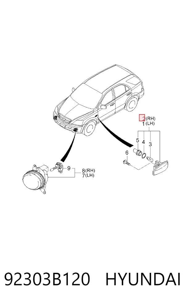 Повторитель поворота на крыле правый 92303B120 Hyundai/Kia