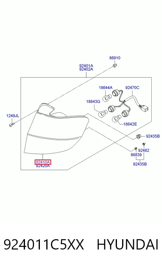 Фонарь задний левый 924011C5XX Hyundai/Kia