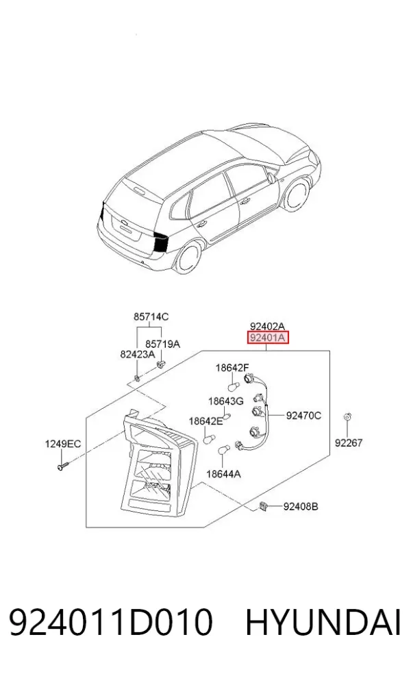 Фонарь задний левый 924011D010 Hyundai/Kia