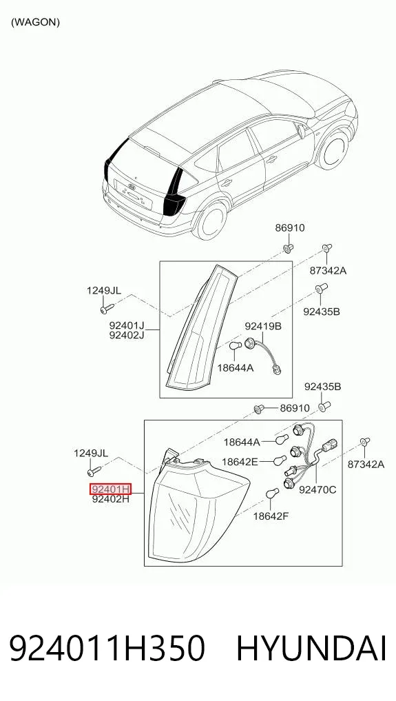 Фонарь задний левый 924011H350 Hyundai/Kia