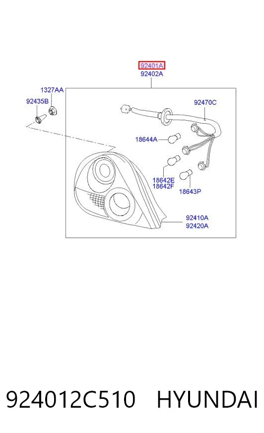 Фонарь задний левый 924012C510 Hyundai/Kia