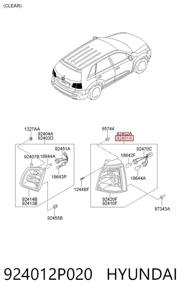 Фонарь задний левый внешний 924012P020 Hyundai/Kia