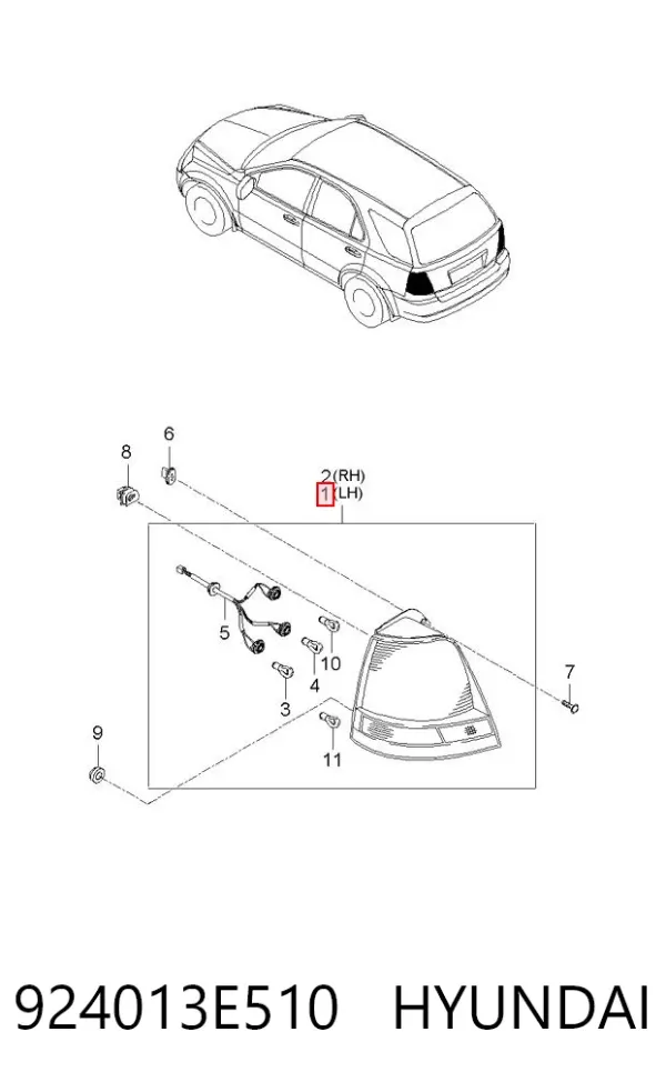Фонарь задний левый 924013E510 Hyundai/Kia