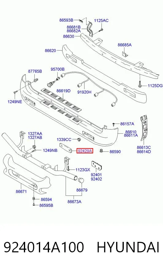Катафот заднего бампера 924014A100 Hyundai/Kia