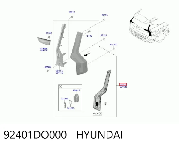 Фонарь задний левый 92401DO000 Hyundai/Kia