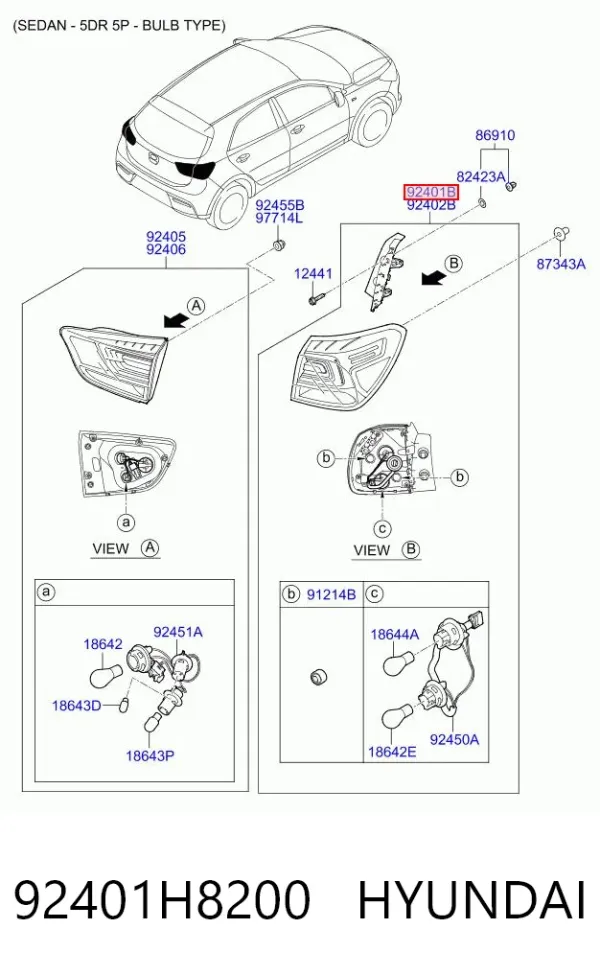 Фонарь задний левый внешний 92401H8200 Hyundai/Kia
