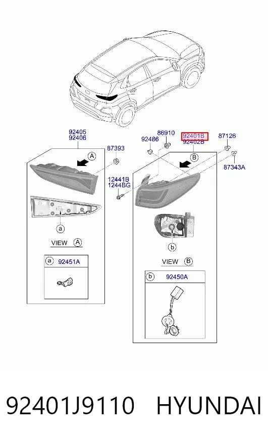 Фонарь задний левый внешний 92401J9110 Hyundai/Kia