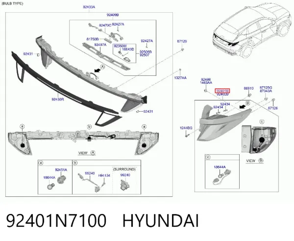 Фонарь задний левый внешний 92401N7100 Hyundai/Kia
