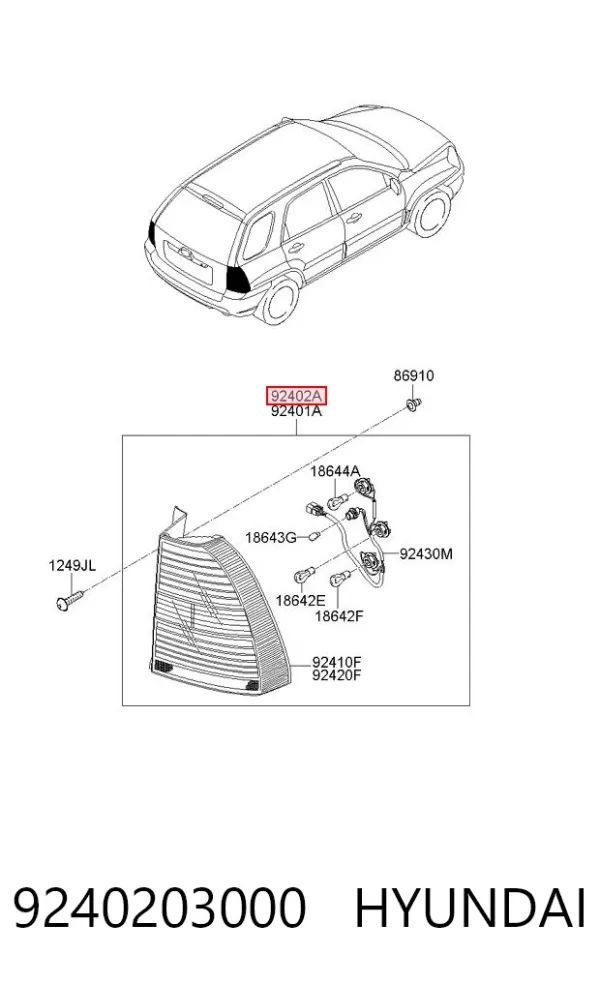 Задний фонарь 9240203000 Hyundai/Kia