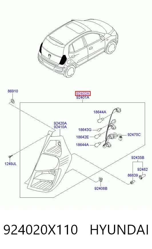 Задний фонарь 924020X110 Hyundai/Kia
