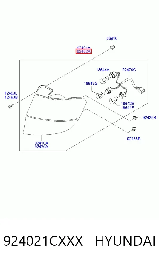 Задний фонарь 924021CXXX Hyundai/Kia