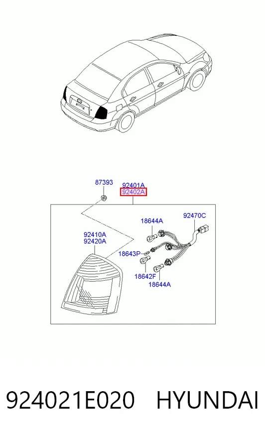 Задний фонарь 924021E020 Hyundai/Kia