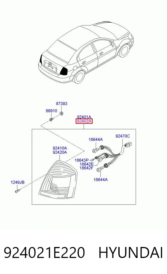 Задний фонарь 924021E220 Hyundai/Kia