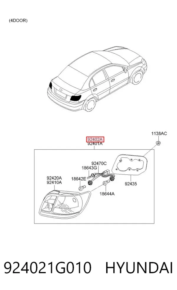 Задний фонарь 924021G010 Hyundai/Kia