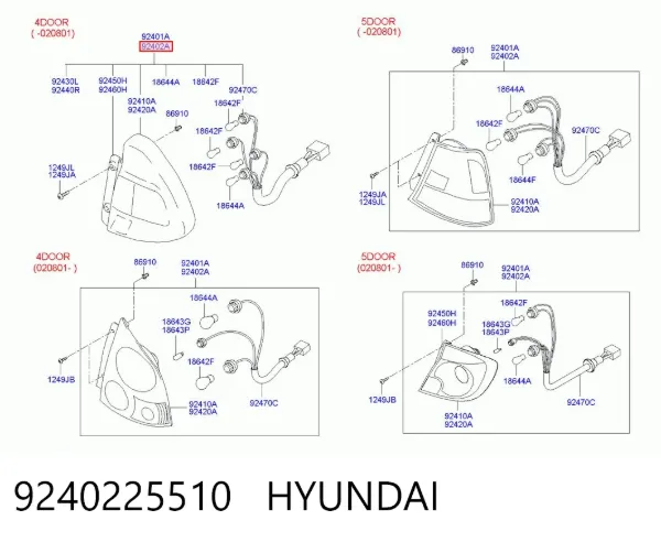 Задний фонарь 9240225510 Hyundai/Kia