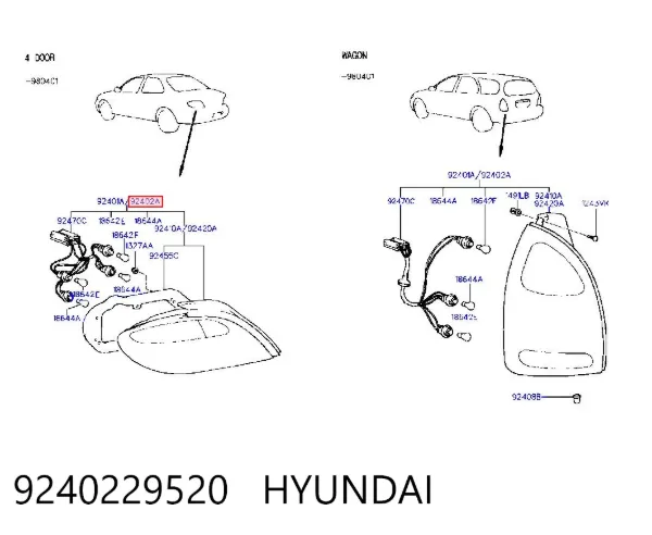 Задний фонарь 9240229520 Hyundai/Kia