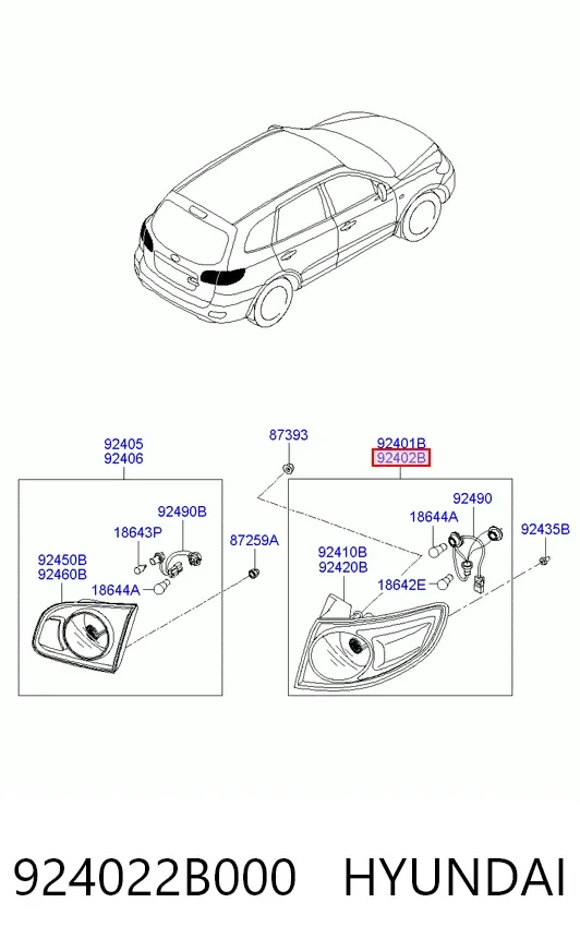 Фонарь задний правый внешний 924022B000 Hyundai/Kia