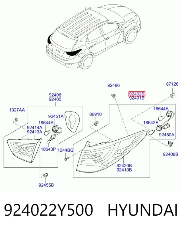 Фонарь задний правый внешний 924022Y500 Hyundai/Kia