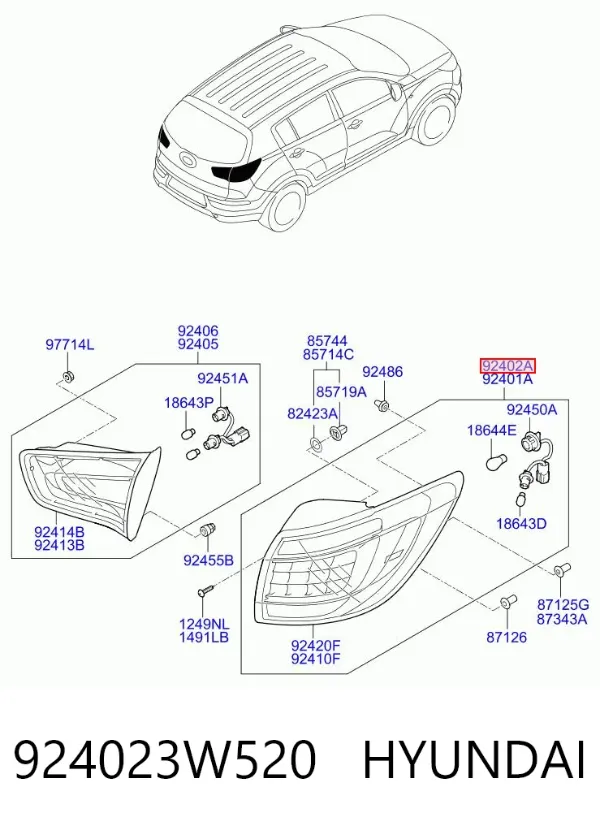 Задний фонарь 924023W520 Hyundai/Kia