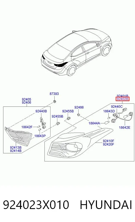 Фонарь задний правый внешний 924023X010 Hyundai/Kia