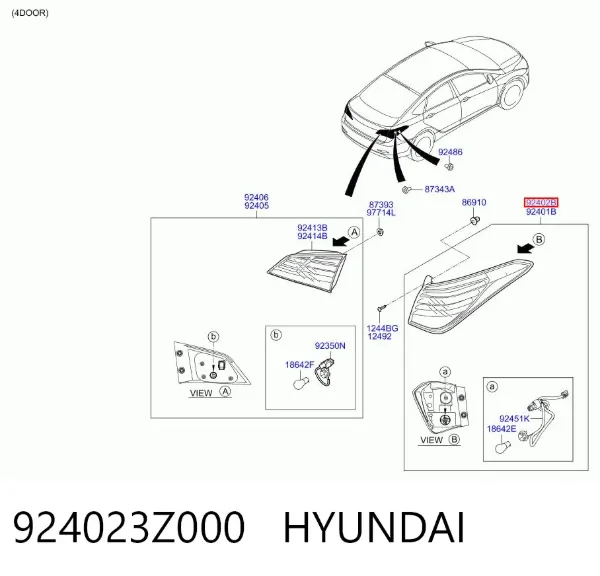 Фонарь задний правый внешний 924023Z000 Hyundai/Kia