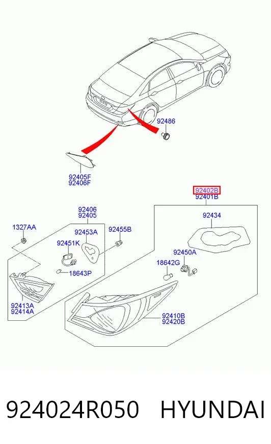 Фонарь задний правый внешний 924024R050 Hyundai/Kia