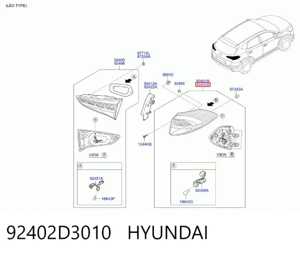 Фонарь задний правый внешний 92402D3010 Hyundai/Kia